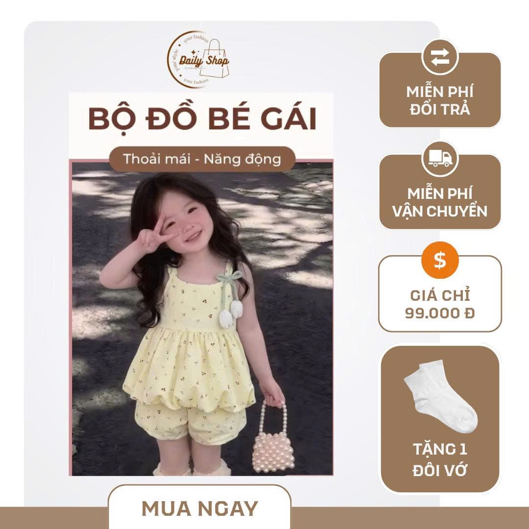 Set Hai Dây Phối Nơ Quả Bông – Xinh Xắn, Mát Mẻ Cho Ngày Hè Năng Động
