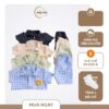 Set Bộ Cộc Tay Kẻ Caro Đính Gấu Dễ Thương Cho Bé