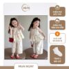 Set Bộ Sát Nách Bé Gái Cổ Bèo Ren Thêu Hoa Nhí Hàn Quốc