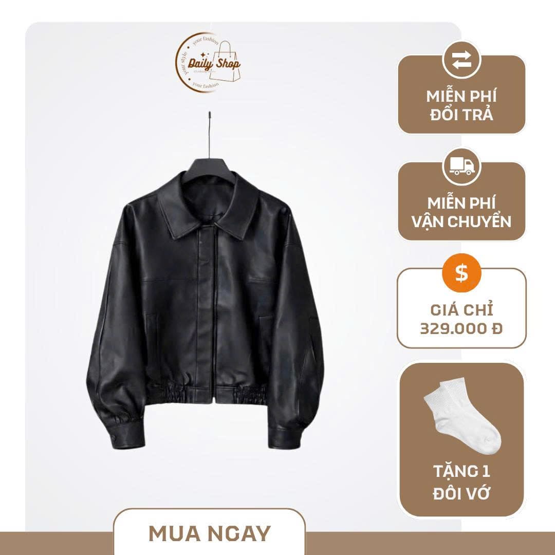 Áo Khoác Da Nữ Bomber Basic Cao Cấp - Ảnh 3