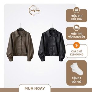 Áo Khoác Da Nữ Bomber Basic Cao Cấp