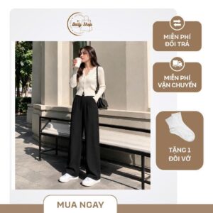 Quần ống suông đen nữ giúp tôn dáng và dễ phối đồ
