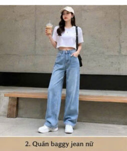 Quần baggy jean nữ năng động