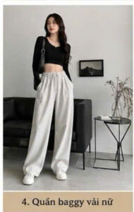 Quần baggy vải nữ